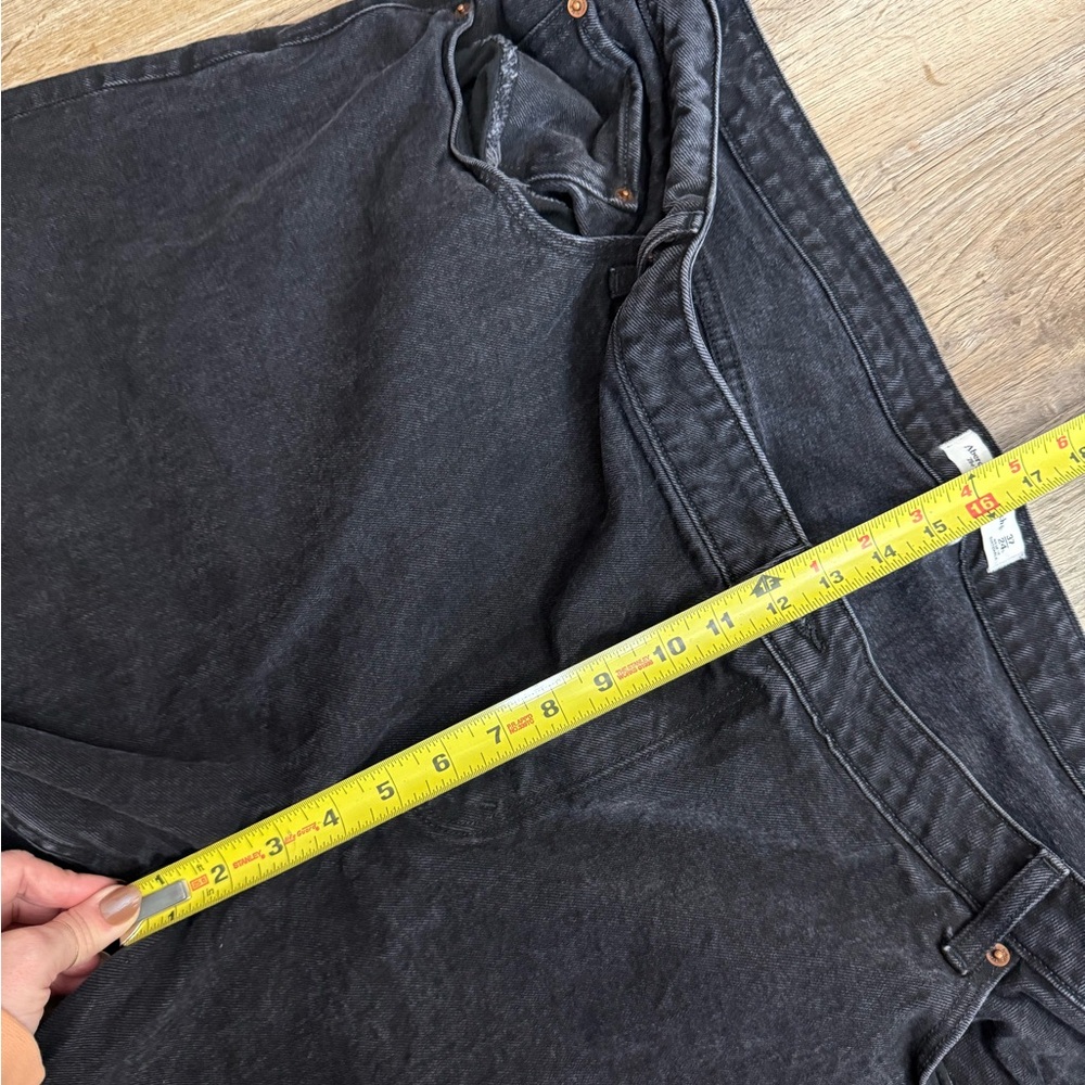 Abercrombie & Fitch Black High-Rise Straight Jeans with Front Slits Long Inseam - Picture 9 of 12